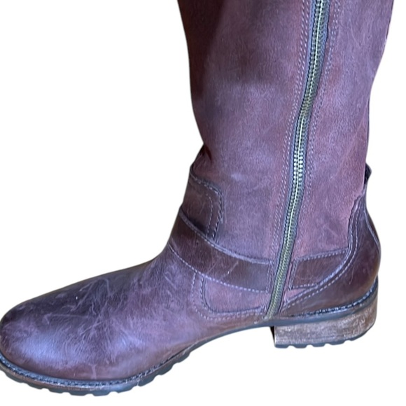 Timberland size 10 wine colored maroon leather knee high boots side zip - Picture 9 of 15